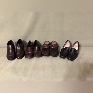 4 pairs of dress shoes $20.00- 3 brown and 1 black size 10.